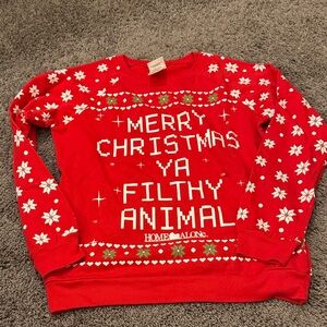 Red Christmas Sweater with White Snowflakes